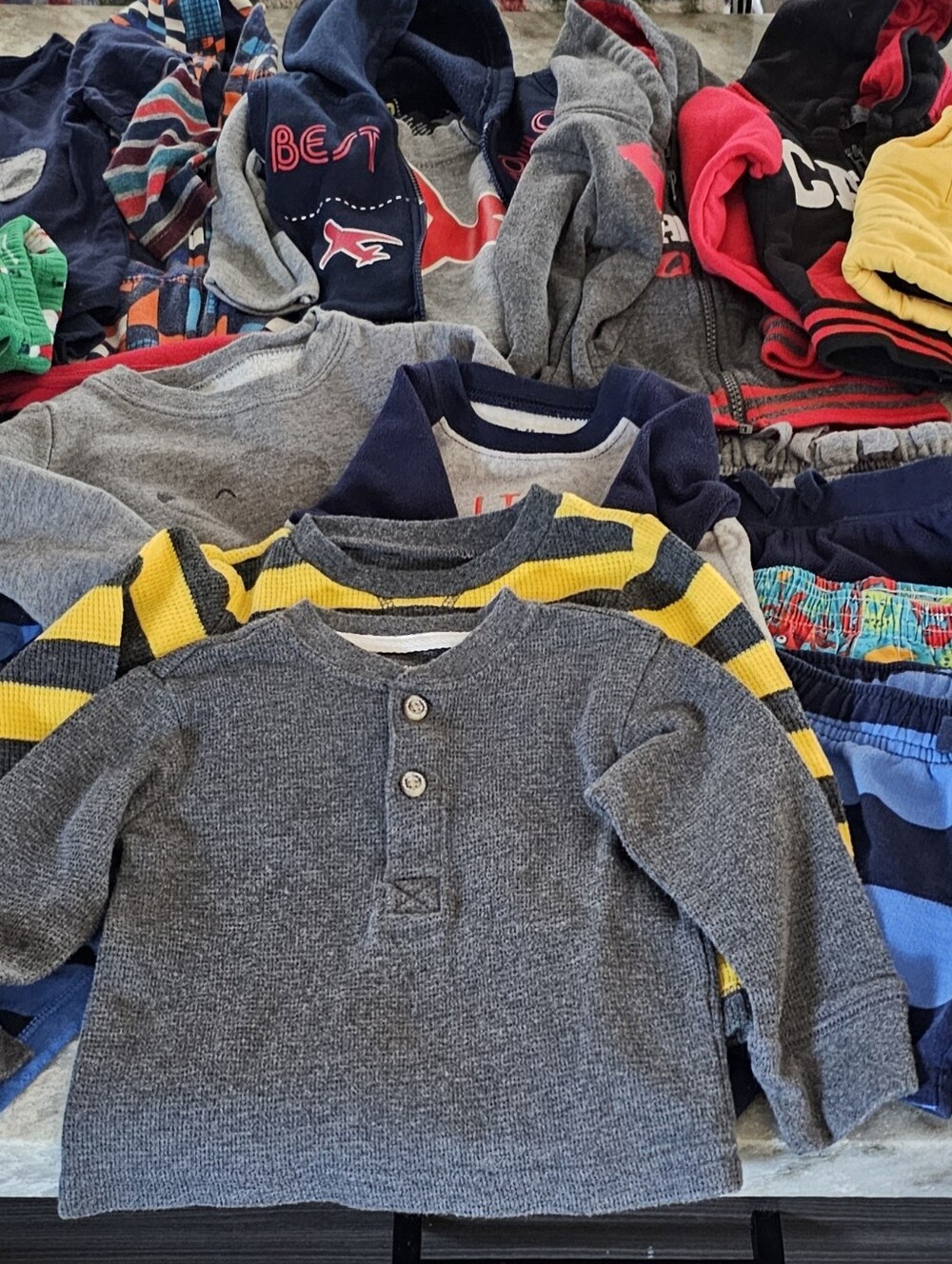 Warm Baby Boy 12 Months Clothes Bundle Lot 12M Carter's Waffle Henley Sweaters